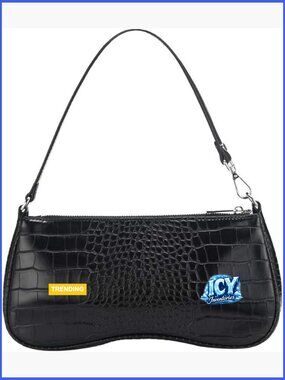 Vegan Leather Shoulder Handbag Baguette Silhouette